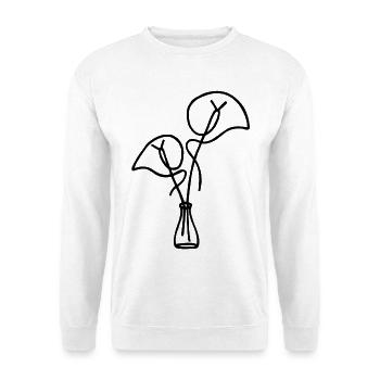 Schwarze Blume Skizze - Unisex Pullover - Weiß - Vorne