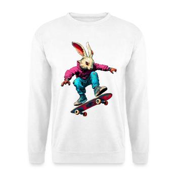 Bunny Skateboard / Skateur Bunny - Sweat-shirt Unisexe - blanc - Devant