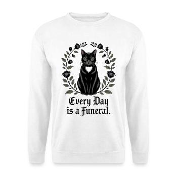 Chat noir élégant avec des fleurs - Sweat-shirt Unisexe - blanc - Devant