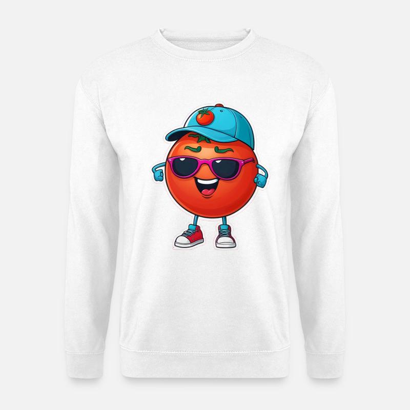 Tomate mit Cap und Sonnenbrillen - Unisex Pullover - Weiß