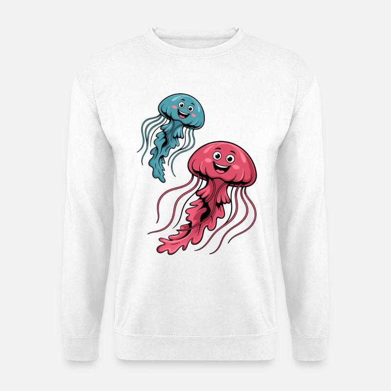 Zwei lustige Quallen - Unisex Pullover - Weiß