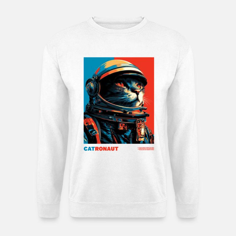 Katzenastronaut - Unisex Pullover - Weiß