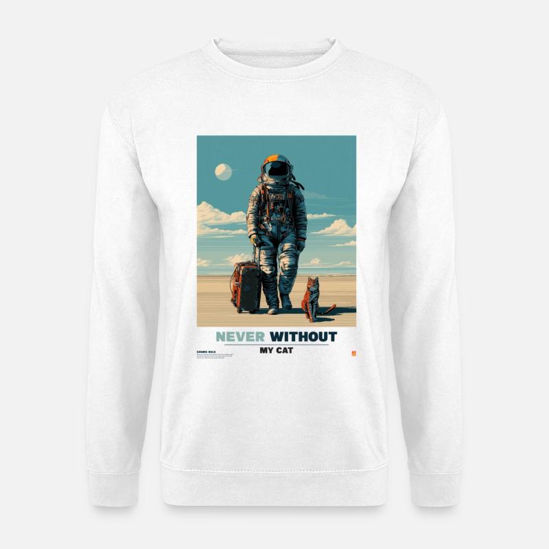 Never Without My Cat in Space - Unisex Sweatshirt - white