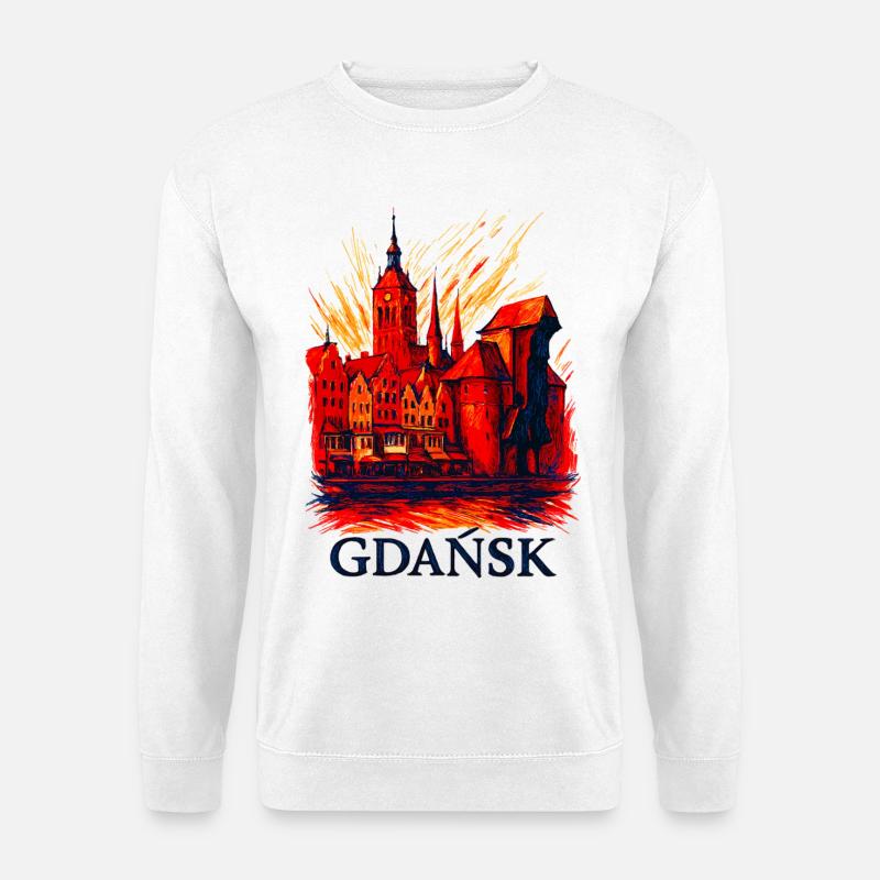 Danzig Gdańsk Stadtmotiv Silhouette Polen Geschenk - Unisex Pullover - Weiß