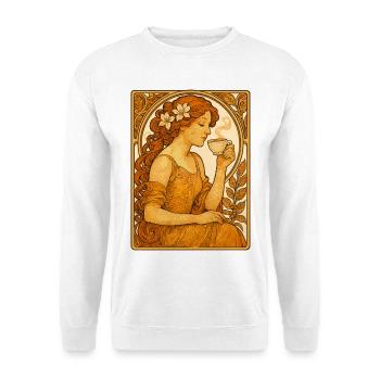 Cadeau de chemise café vintage Pin-Up Art nouveau - Sweat-shirt Unisexe - blanc - Devant