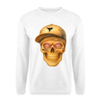 Bronzefarbenes Totenkopf-T-Shirt-Design. - Unisex Pullover - Weiß - Vorne - Alina (178cm) & Michal (187cm)