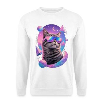 Cat Neon Astral Glasses - Unisex Sweatshirt - white - Front
