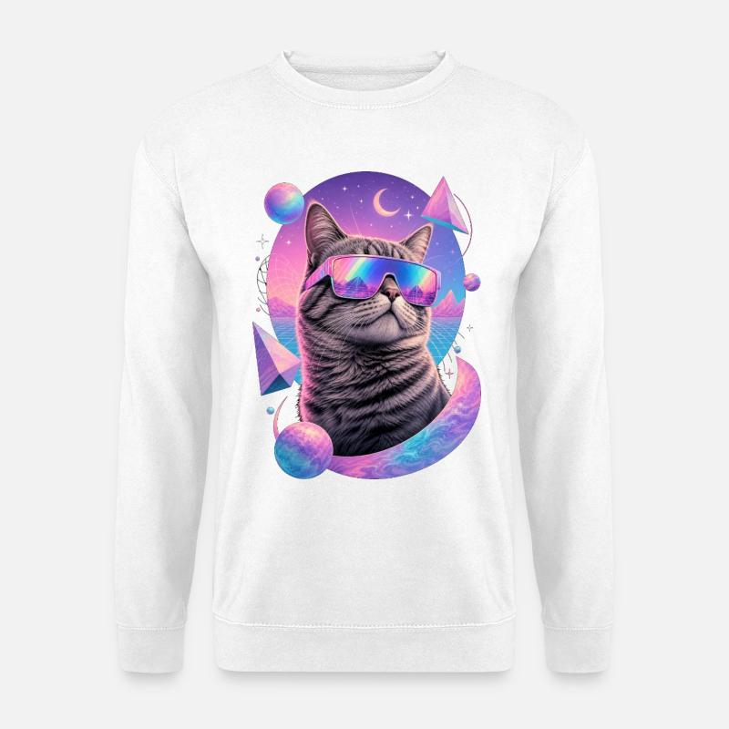 Cat Neon Astral Glasses - Unisex Sweatshirt - white