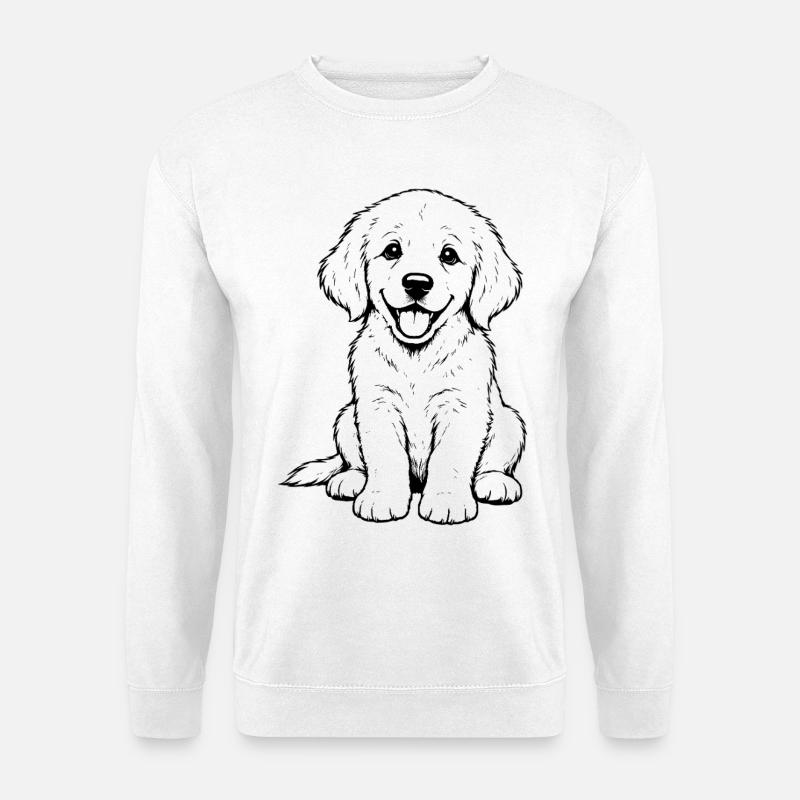 Golden_Retriever_Welpen_sitzend_schwarz - Unisex Pullover - Weiß