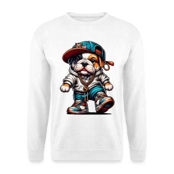 Cute Hip Hop Bulldog Puppy Streetwear Dog Merch - Unisex Sweatshirt - white - Front
