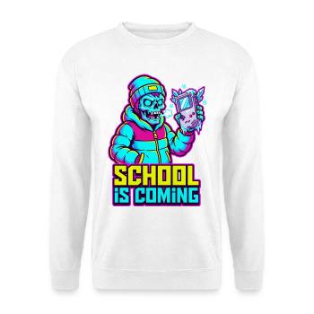 L’école arrive Zombie console portable glacée - Sweat-shirt Unisexe - blanc - Devant