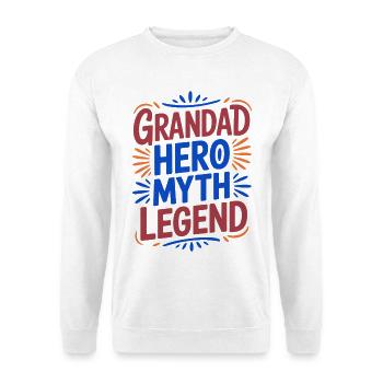 Großvater-Helden-Mythos-Legende - Unisex Pullover - Weiß - Vorne - Alina (178cm) & Michal (187cm)