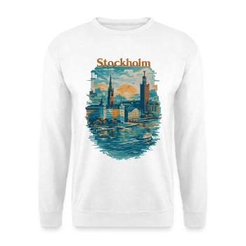 Stockholm Silhouette – Stolz & Liebe für Deine Sta - Unisex Pullover - Weiß - Vorne - Alina (178cm) & Michal (187cm)