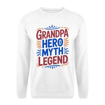 Opa-Helden-Mythos Legende - Unisex Pullover - Weiß - Vorne - Alina (178cm) & Michal (187cm)