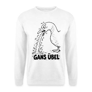 Lustiger Spruch: Gans übel - Unisex Pullover - Weiß - Vorne - Alina (178cm) & Michal (187cm)