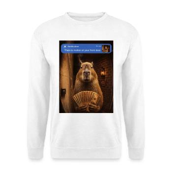 Capybara an deiner Haustür - Unisex Pullover - Weiß - Vorne - Alina (178cm) & Michal (187cm)