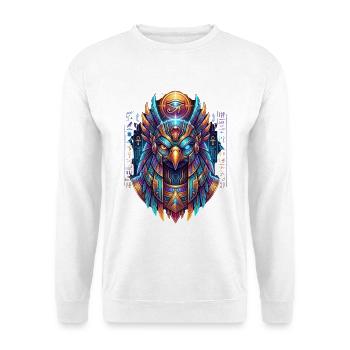 Neon-Ägyptische Eule - Unisex Pullover - Weiß - Vorne - Alina (178cm) & Michal (187cm)