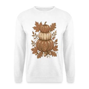 Herbstkürbis Pyramide - Unisex Pullover - Weiß - Vorne - Alina (178cm) & Michal (187cm)