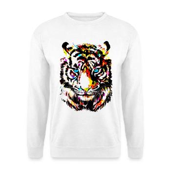 Colorful Tiger - Yellow Tiger Head - Tiger Drawing - Unisex Sweatshirt - white - Front