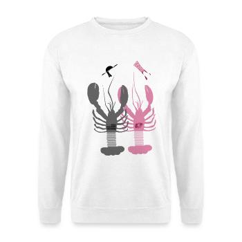 Bretagne - Homards gris et rose - Sweat-shirt Unisexe - blanc - Devant