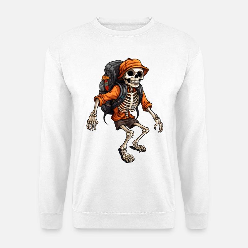 Skelette Wandern / Bergsteiger Skelett - Unisex Pullover - Weiß