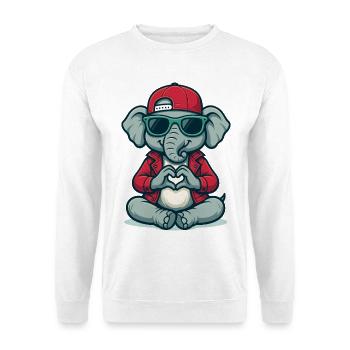 Herz-Elefant mit Style - Unisex Pullover - Weiß - Vorne