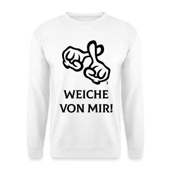 Weiche Von Mir! (Kreuz / Bibel / Religion / 1C) - Unisex Pullover - Weiß - Vorne