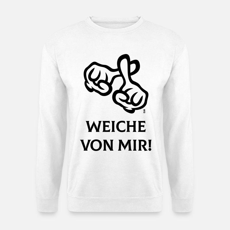 Weiche Von Mir! (Kreuz / Bibel / Religion / 1C) - Unisex Pullover - Weiß