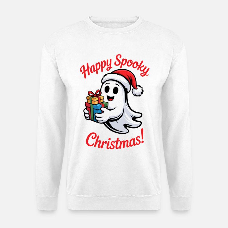 Spukiger Weihnachtsgeist mit Geschenk - Unisex Pullover - Weiß