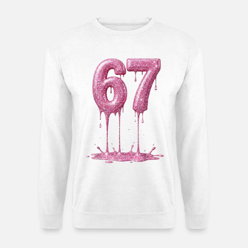 67 Pink Glitzer tropft - Unisex Pullover - Weiß