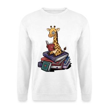Bookworm Giraffe Animal Reading Books Art - Unisex Sweatshirt - white - Front