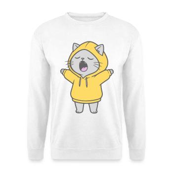 Chat en sweat à capuche - Sweat-shirt Unisexe - blanc - Devant