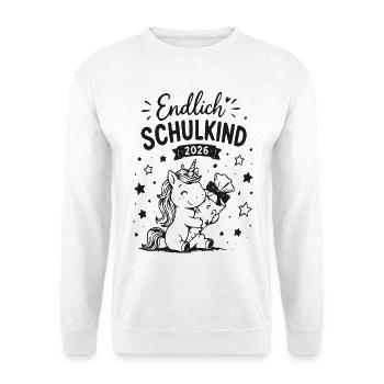 Endlich Schulkind 2026 Einhorn - Unisex Pullover - Weiß - Vorne