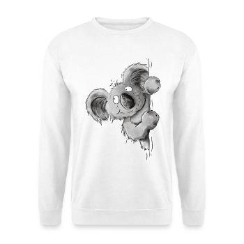 Lustiger Koala um die Ecke I Australien Tiermotiv - Unisex Pullover - Weiß - Vorne - Alina (178cm) & Michal (187cm)