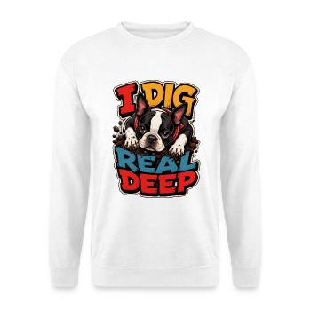Boston Terrier - Unisex Pullover - Weiß - Vorne - Alina (178cm) & Michal (187cm)