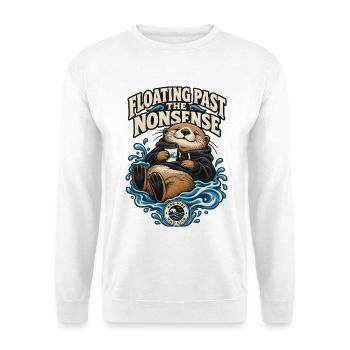 RobVibe Wild Club – Otter Past the Nonsense - Unisex Pullover - Weiß - Vorne - Alina (178cm) & Michal (187cm)