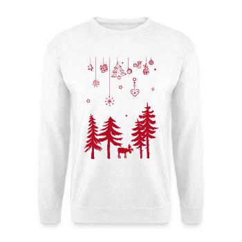 Elch Wald Weihnachten Dekoration Girlande - Unisex Pullover - Weiß - Vorne