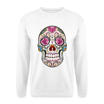 Mexican Sugar Skull, day of the dead - Sweat-shirt Unisexe - blanc - Devant