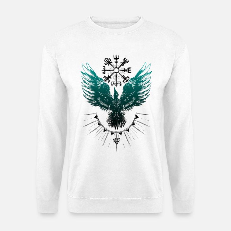 Wikinger Rabe Vegvisir Valknut - Unisex Pullover - Weiß
