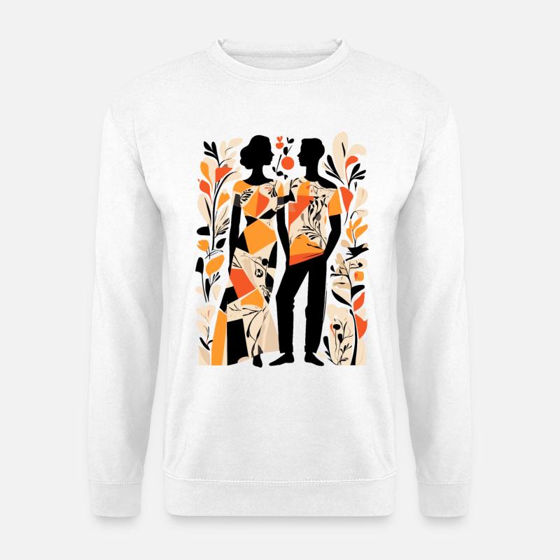 Abstrakte Kunst Mann und Frau - Unisex Pullover - Weiß