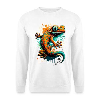 Echse Farbenfroh - Gecko Salamander Eidechse - Unisex Pullover - Weiß - Vorne