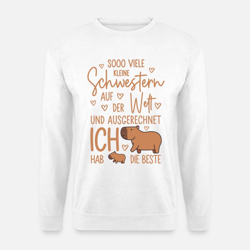 So viele Schwestern - Capybara - Kleine Schwester - Unisex Pullover - Weiß