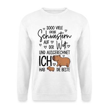 So viele Schwestern - Capybara - Große Schwester - Unisex Pullover - Weiß - Vorne