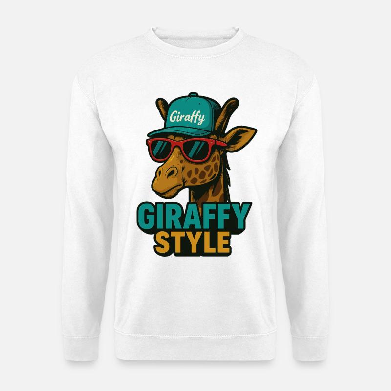 Giraffy Style Giraffe with Cap - Unisex Sweatshirt - white
