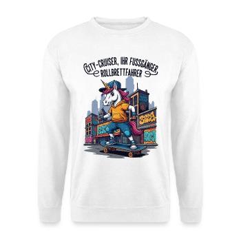 Skateur Licorne Urbain - Sweat-shirt Unisexe - blanc - Devant
