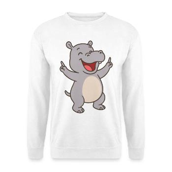 Bébé hippopotame heureux - Sweat-shirt Unisexe - blanc - Devant