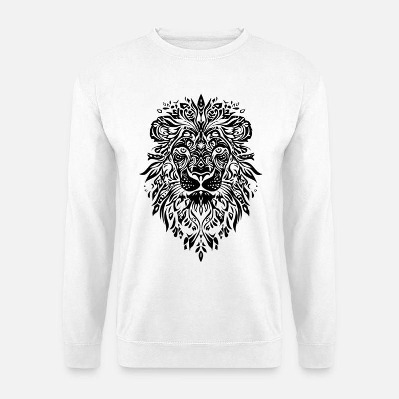 Löwe Mandala Gesicht - Unisex Pullover - Weiß