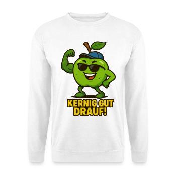 Pomme - moelleuse de bonne humeur Caricature - Sweat-shirt Unisexe - blanc - Devant