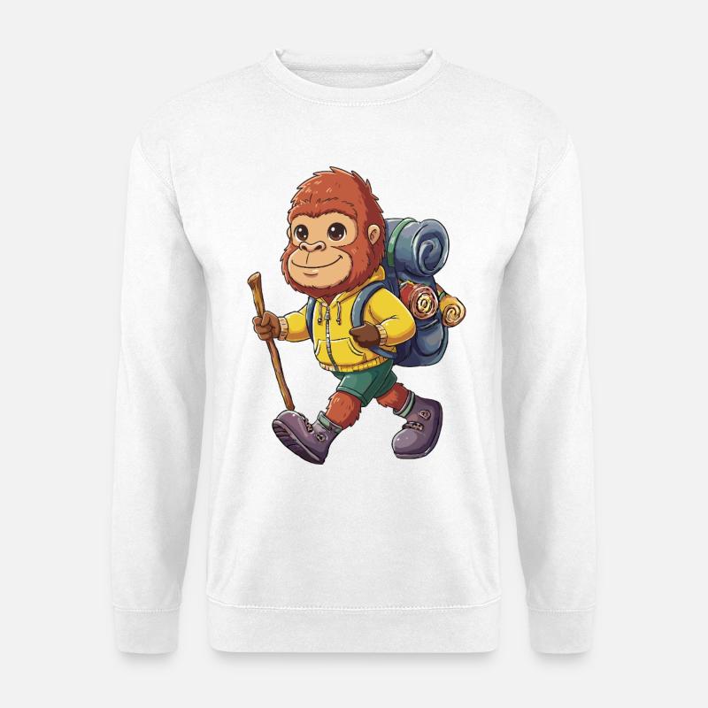 Cute Bigfoot Hiking Camping Adventure Backpacker - Unisex Sweatshirt - white