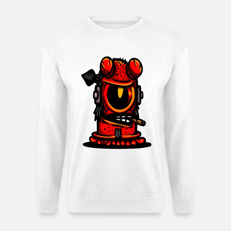 Red Devil Cigar Caricature - Unisex Sweatshirt - white